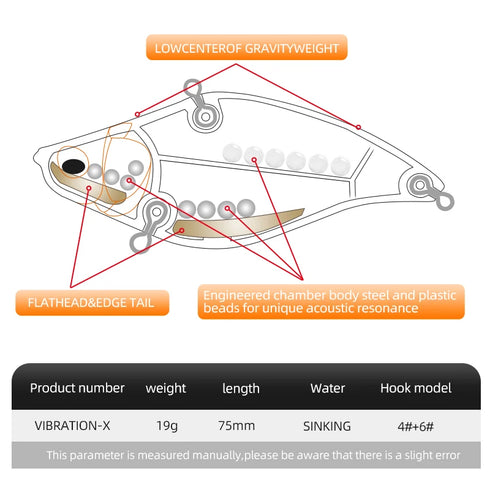 Vibration-X VIB 75mm 19g Wobblers Fishing Lures Tackle for Big Catch